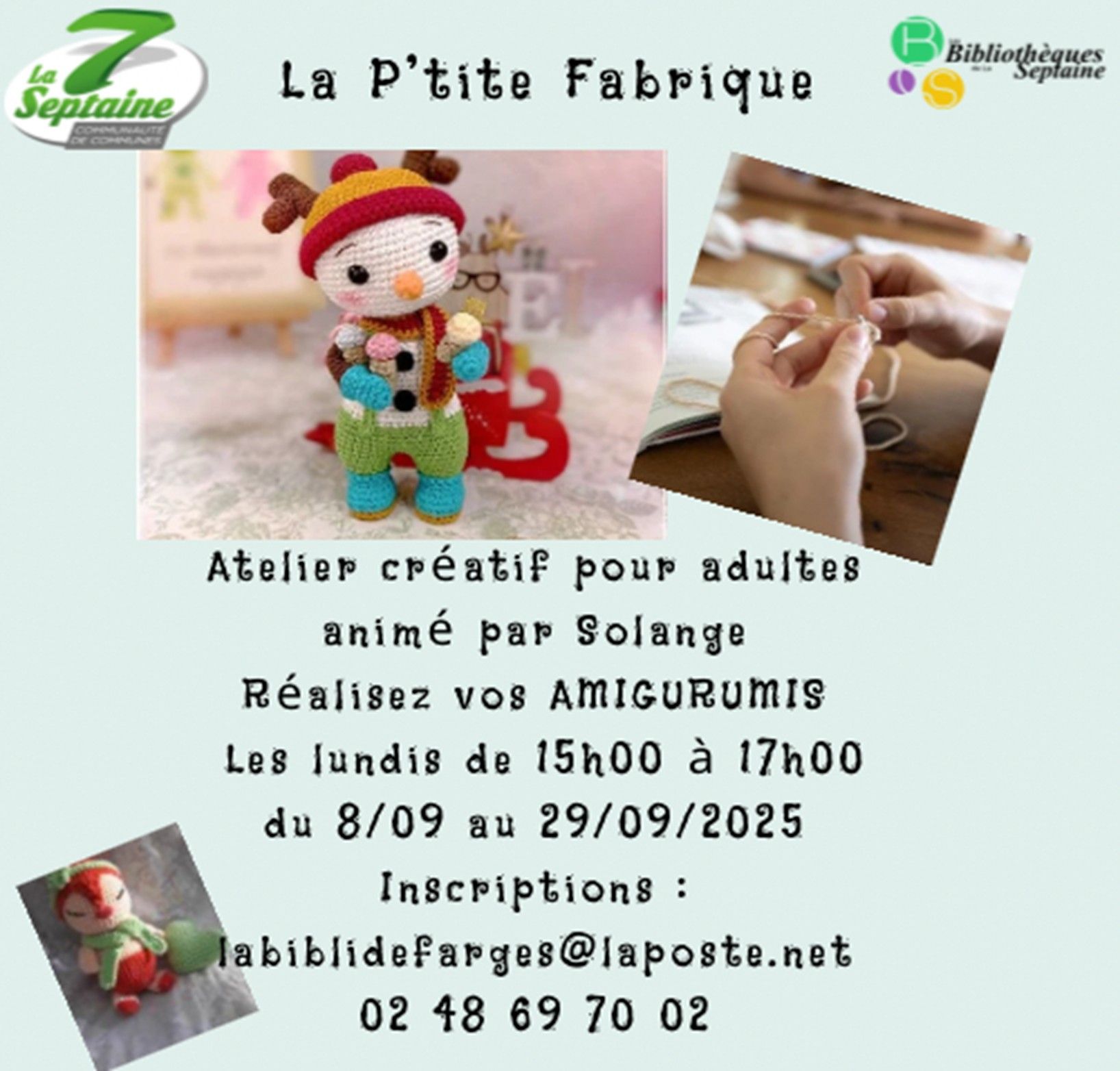Affiche atelier creatif farges septembre 2025